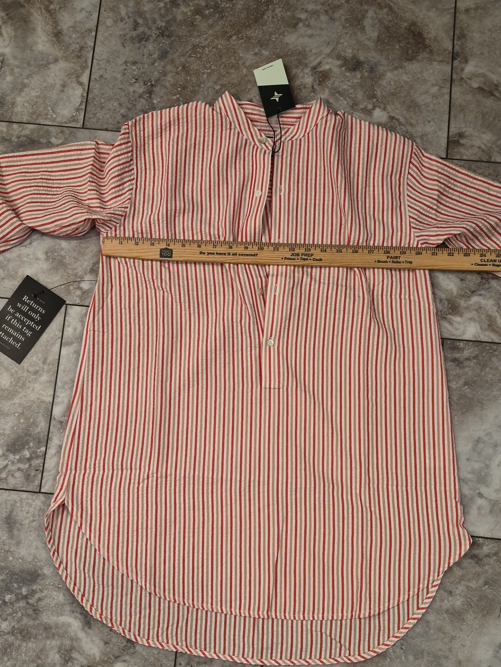 TUCKERNUCK NWT MANDARIN COLLAR STRIPED BUTTON UP SHIRT DRESS SZ SMALL - Picture 4 of 5
